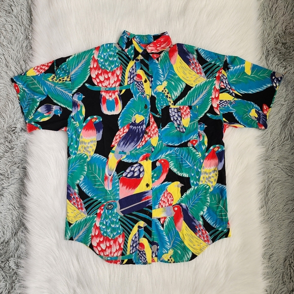 Merona Other - Vintage Merona Colorful Exotic Bird Print Button Down Shirt